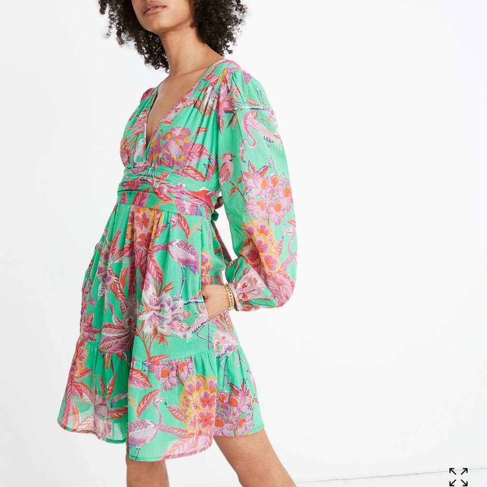 Banjanan Pink Tiered Cotton Dress with Bishop Sleeves